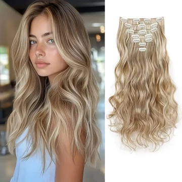 MÉZSZŐKE-PLATINA SZŐKE 22TH613-AS, 16 csatos hullámos csatos póthaj 46cm