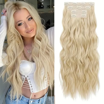 HAMVAS VILÁGOSSZŐKE 16 csatos hullámos csatos póthaj 52cm