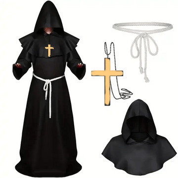 Halloween, pap, szerzetes jelmez szett felnőtteknek, 170-180cm magasra, XL-ES MÉRET