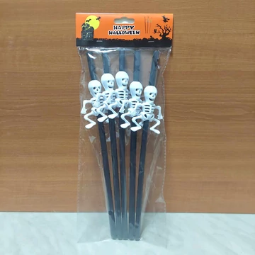 Halloween szívószál 5db-os szett, CSONTVÁZ