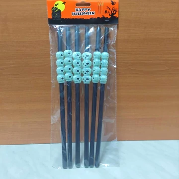 Halloween szívószál 6db-os szett, KOPONYA