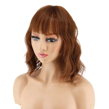 2/30-AS BARNA-RÉZVÖRÖS melíros topper paróka, csatos, 45cm