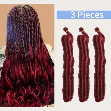 Francia hullámú, nyitott végű afro fonáshoz való haj, VÖRÖS BUG