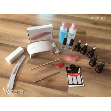 Teljes Francia Manikűr Gél Lakk Szett SUN Mini UV LED Műkörmös LED LÁMPÁVAL 15 darabos