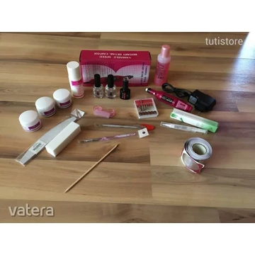 Műköröm Porcelán Építő Teljes Kezdőcsomag Csiszológép és 3 Tégely Porcelán Folyadékok