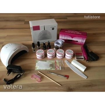 Műköröm Építő Teljes Kezdőcsomag Csiszológép 48W UV/LED Lámpa Zselék 15ml Folyadékok