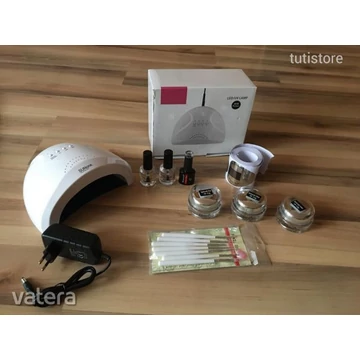 Műköröm Építő Kezdőcsomag 48W UV/LED Lámpa Moonbasanails Zselék 15ml Folyadékok