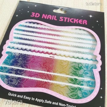 HT-036-OS 3D-ÉS Fémes Csipke Hatású Műköröm Matrica