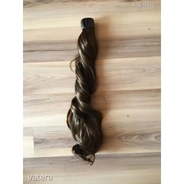 6-OS KÖZÉP BARNA HOSSZÚ hullámos rápattintós gyűrűs copf lófarok póthaj