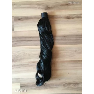 1-ES FEKETE HOSSZÚ hullámos rápattintós gyűrűs copf lófarok póthaj