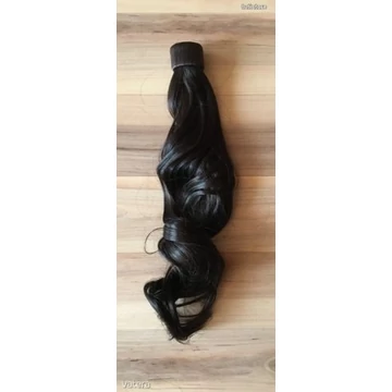 2-ES TERMÉSZETES FEKETE HOSSZÚ hullámos rápattintós gyűrűs copf lófarok póthaj