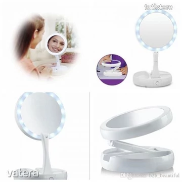 LED-es Kozmetikai Összecsukható Smink Tükör 360 Fokos Elforgatású Érintőképernyős