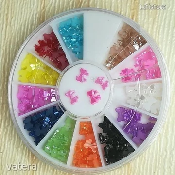 Szines Műköröm Díszítő kellék masni formájú díszek tárcsában