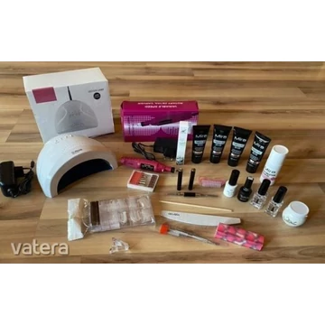 Polygel Műköröm Építő Teljes Csomag UV/LED 48W Lámpával és Csiszológéppel 21 darabos