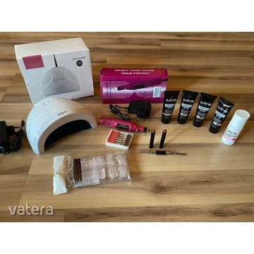 Polygel Műköröm Építő Csomag UV/LED 48W Lámpával és Csiszológéppel