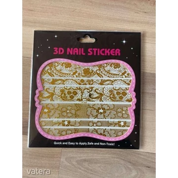 HT-025-ÖS, ARANY csipke és virág mintás, HT-025-ös, 3D köröm matrica,