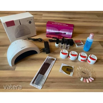 Zselé Műköröm Építő Csomag UV-LED 48W Lámpával és Csiszológéppel 12 darabos