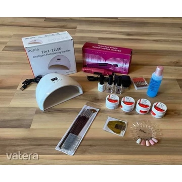 Zselé Műköröm Építő Csomag UV-LED 36W Lámpával és Csiszológéppel 12darabos