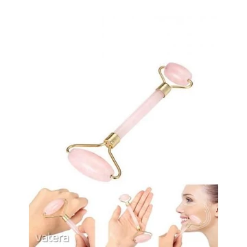 Rózsakvarc köves arcmasszírozó roller dobozban