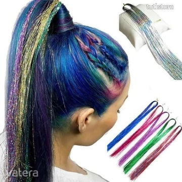 SZÍNES lamé szálak hajdíszítéshez fonáshoz