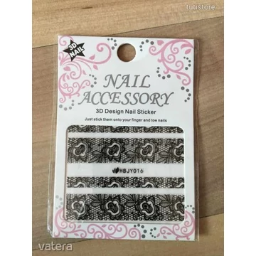 HBJY016-OS FEKETE Csipke Hatású Öntapadós Műköröm Matrica