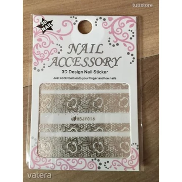 HBJY016-OS Ezüst Csipke Hatású Öntapadós Műköröm Matrica