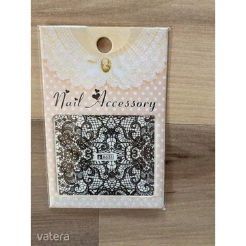 A631-ES fekete csipke mintás 3D köröm matrica