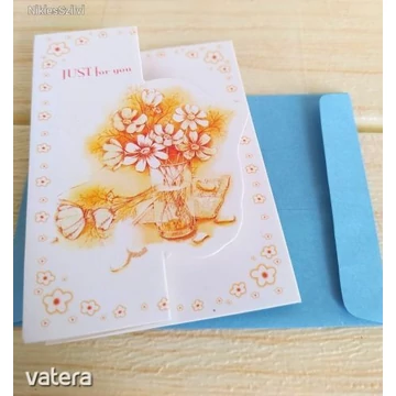 VIRÁGOS, JUST FOR YOU írásos Üdvözlőkártya ajándékkártya borítékkal