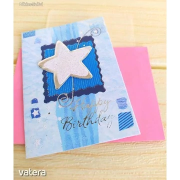 CSILLAGOS Üdvözlőkártya ajándékkártya borítékkal születésnapra