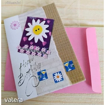 VIRÁGOS Üdvözlőkártya ajándékkártya borítékkal születésnapra