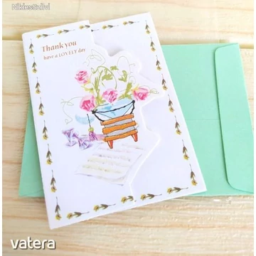 VIRÁGOS, THANK YOU írásos Üdvözlőkártya ajándékkártya borítékkal