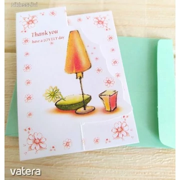 LÁMPÁS, THANK YOU írásos Üdvözlőkártya ajándékkártya borítékkal