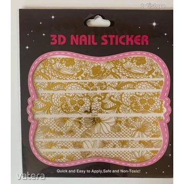 1T-031-ES arany csipke és virág mintás 3D köröm matrica