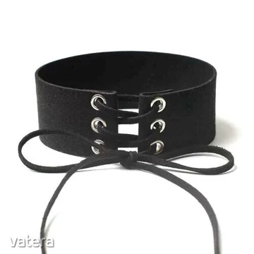 FEKETE Széles fűzős nyakpánt divatékszer