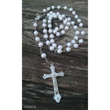 GYÖNGYHÁZFEHÉR 6MM-ES Tekla gyöngy jellegű rózsafüzér, imalánc nyaklánc