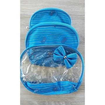 KÉK 3 részes Kozmetikai táska neszesszer