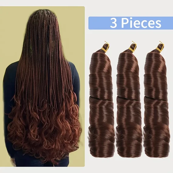 Francia hullámú, nyitott végű afro fonáshoz való haj, GESZTENYE BARNA 33-AS
