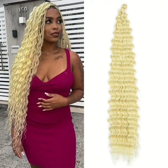 XN-7-es Twist haj vízhullámos Brazil haj póthaj hajhosszabbításhoz 180cm, 613-AS PLATINA SZŐKE
