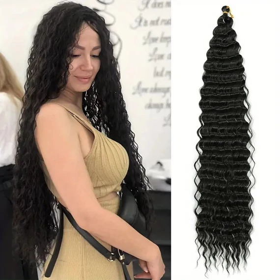 XN-7-es Twist haj vízhullámos Brazil haj póthaj hajhosszabbításhoz 180cm, 1-ES FEKETE