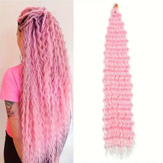 XN-7-es, Twist haj vízhullámos Brazil haj póthaj hajhosszabbításhoz 180cm, PINK 