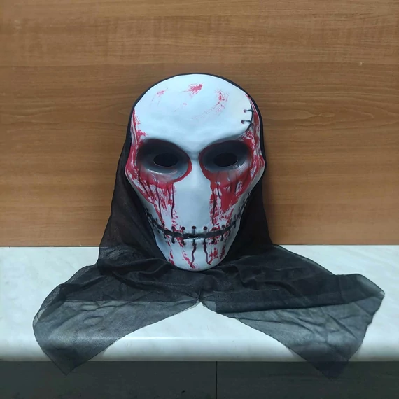 Halloween véres, horror, koponya csuklyás maszk