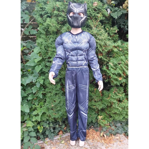 Black Panter, fekete párduc izmosított fiú jelmez, M-es méret
