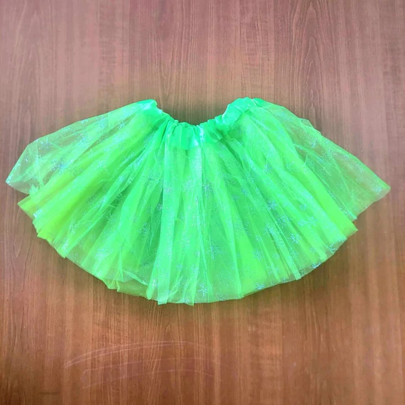 NEON ZÖLD csillámos tütü, tüll szoknya, balettszoknya