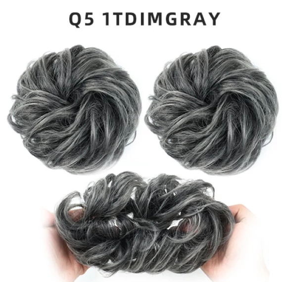 1TDIMGRAY, FEKETE-SZÜRKE Konty jellegű hajas hajgumi, Q5-ös típus, 20cm