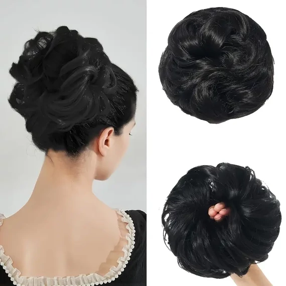 1B FEKETE Konty jellegű hajas hajgumi, Q5-ös típus, 20cm