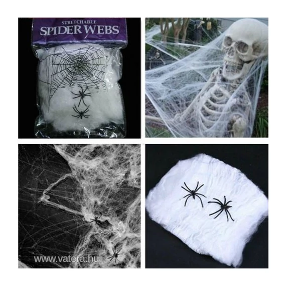 Halloween Pókháló pókokkal farsangi jelmez és dekoráció FEHÉR