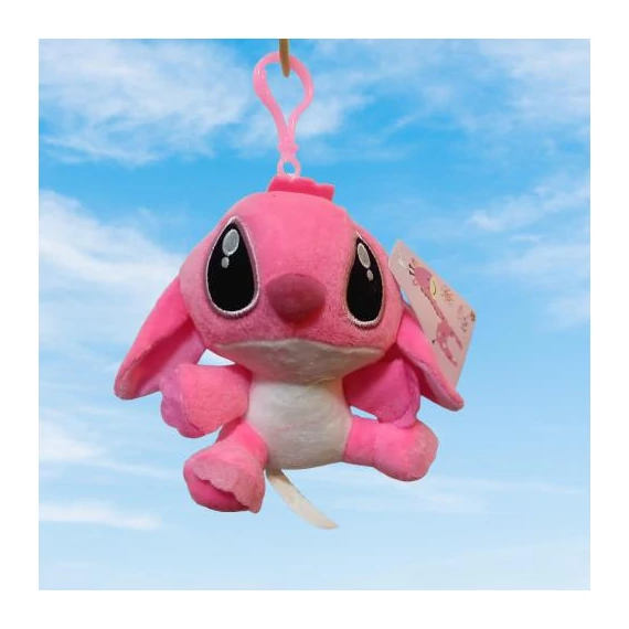 STITCH plüss figura Kulcstartó, 12cm, RÓZSASZÍN