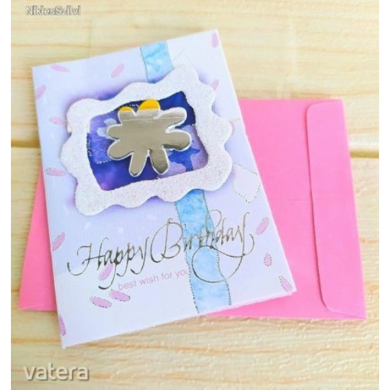 CSILLAGVIRÁGOS Üdvözlőkártya ajándékkártya borítékkal születésnapra