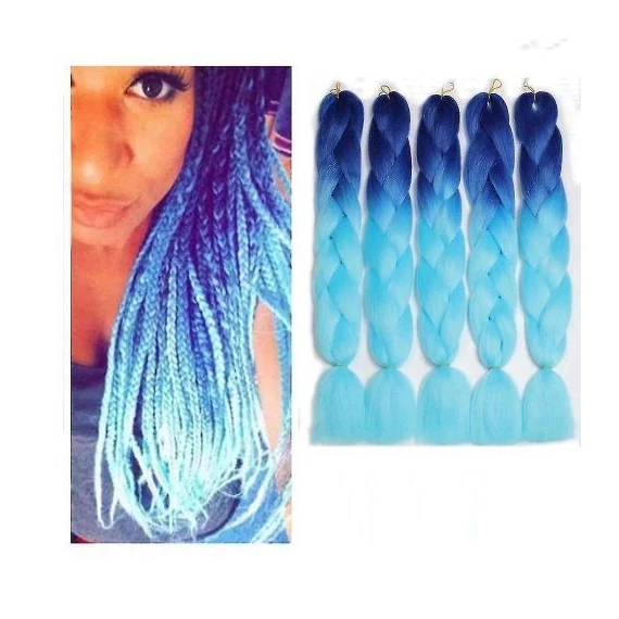 KIRÁLYKÉK-VILÁGOSKÉK OMBRE B45-ÖS Jumbo Braid Kanekalon póthaj Afro és Holland Fonáshoz 120cm 100g