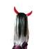 Kép 3/4 - FEKETE-FEHÉR Ördög, krampusz Szarvas Hosszú Egyenes Buli Paróka HALLOWEEN